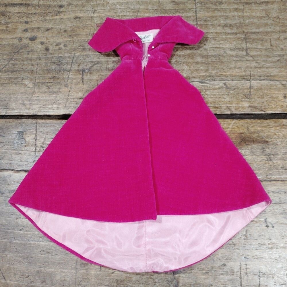 Barbie Sophisticated Lady Velvet Cape/Overcoat Lined 1960s Vintage Pink EC